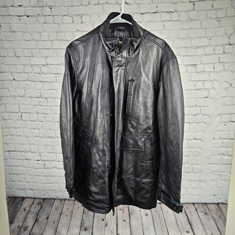 Boston Harbour Mens Black New Zealand Lamb Leather Jacket Car Coat Size M